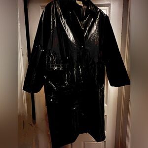 Black patent material coat vintage